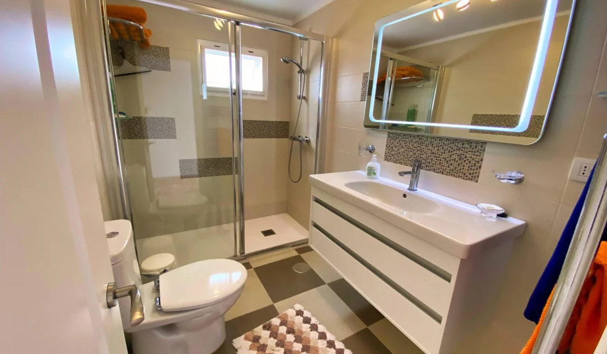 Modern bathroom with large shower
